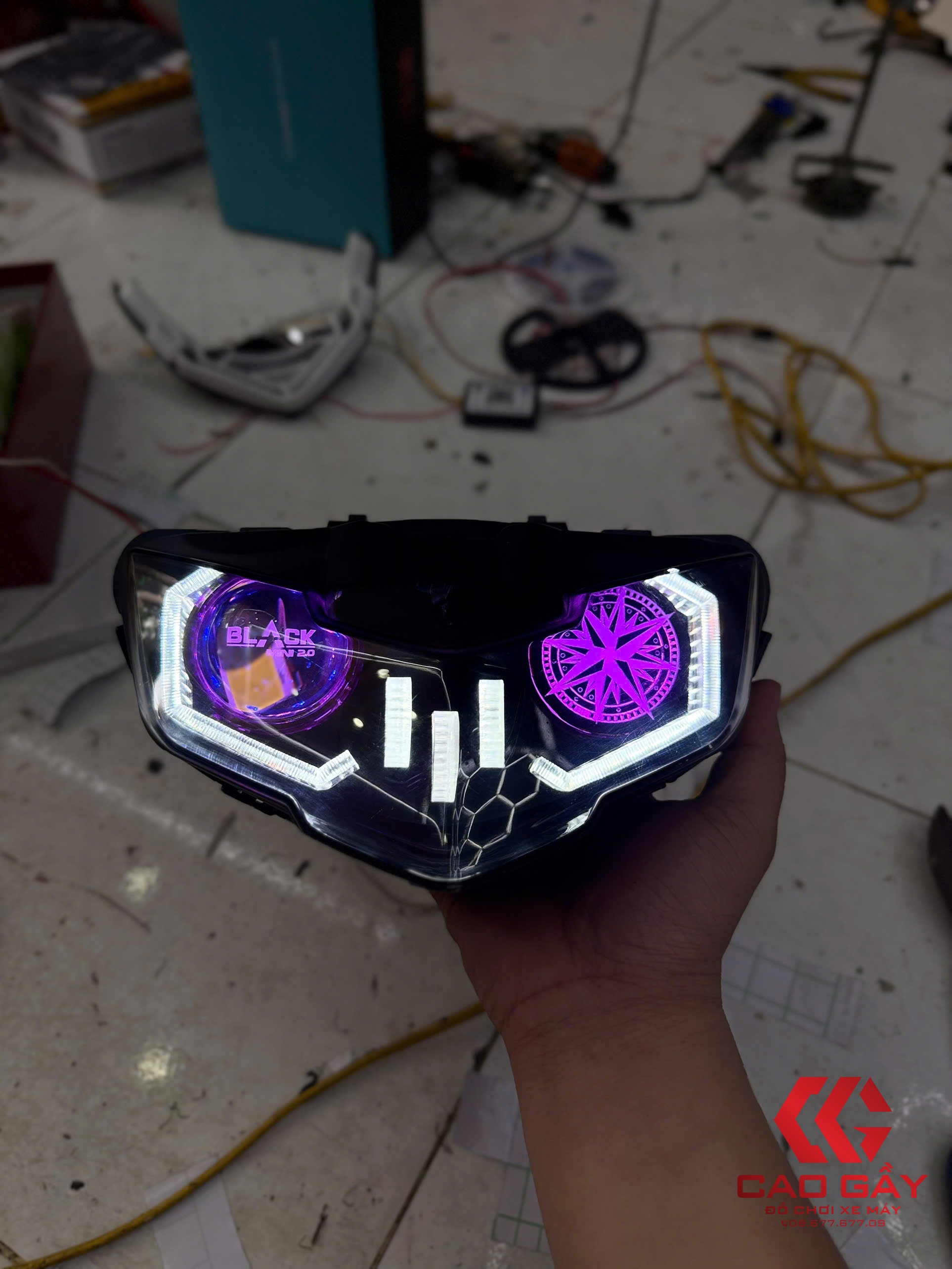 Pha Đèn Ex150 2019 Kèm Bi 2.0 Black Titan